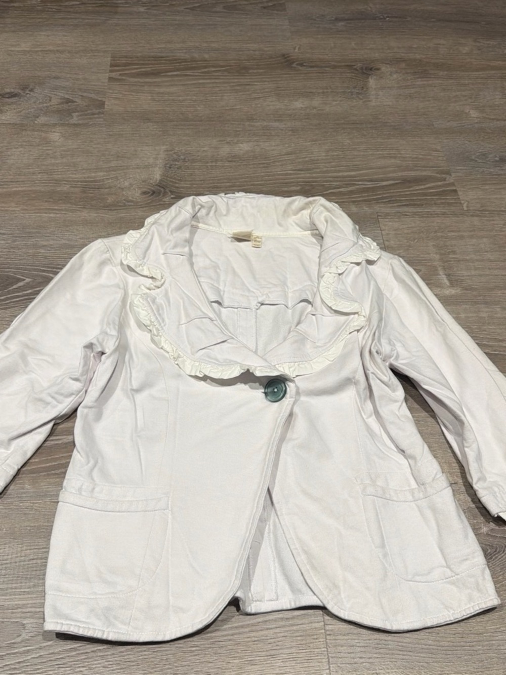 White Ruffle-Collar Blazer Jacket for Women